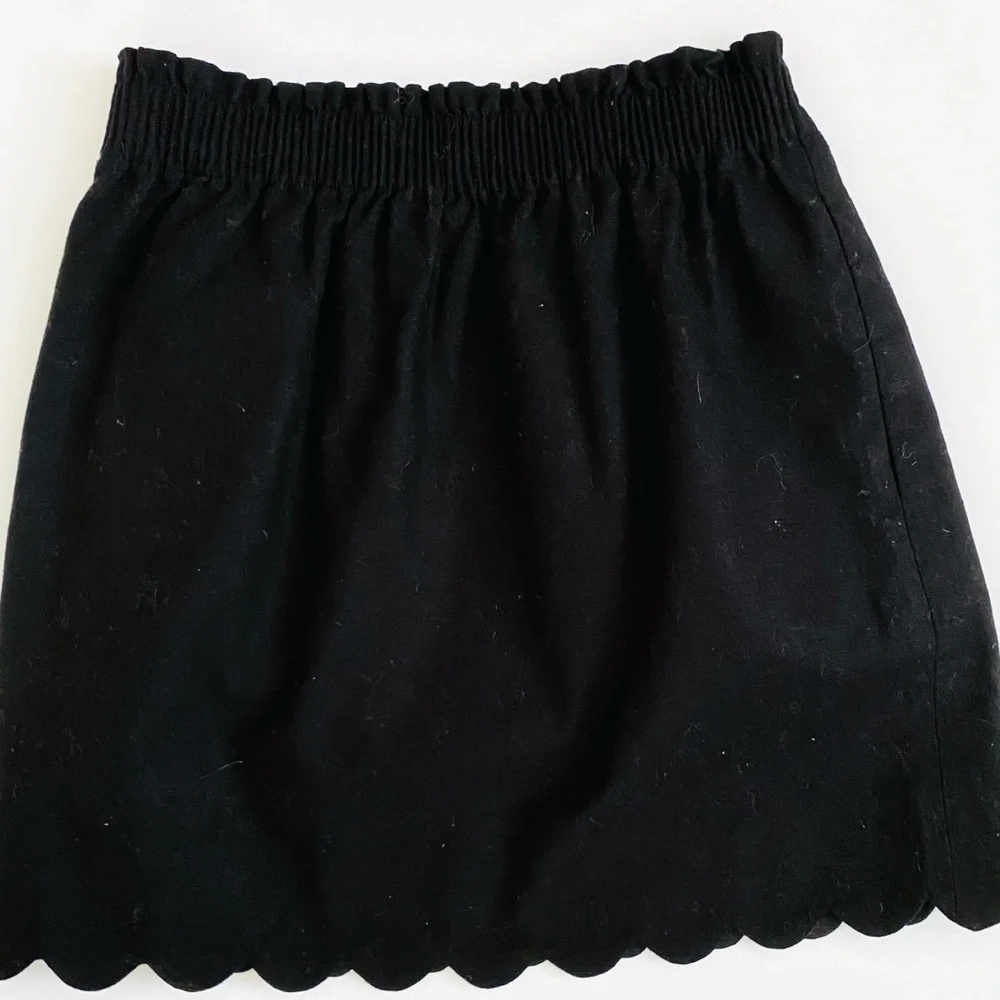 J.CREW FACTORY LINEN BLEND SKIRT SCALLOP HEM PAPERBAG WAIST SIZE 2 BLACK